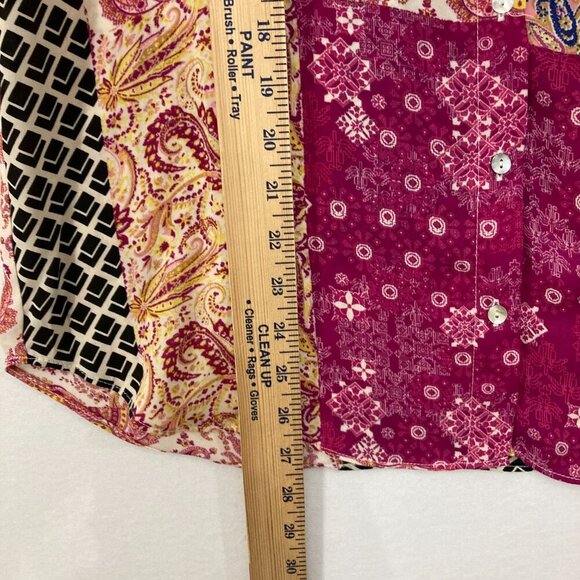 Rose & Olive Large Orange Pink Boho Paisley Soft Flowy Button Down Elegant - Picture 4 of 11